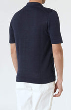 Short-sleeved shirt in linen and cotton knit