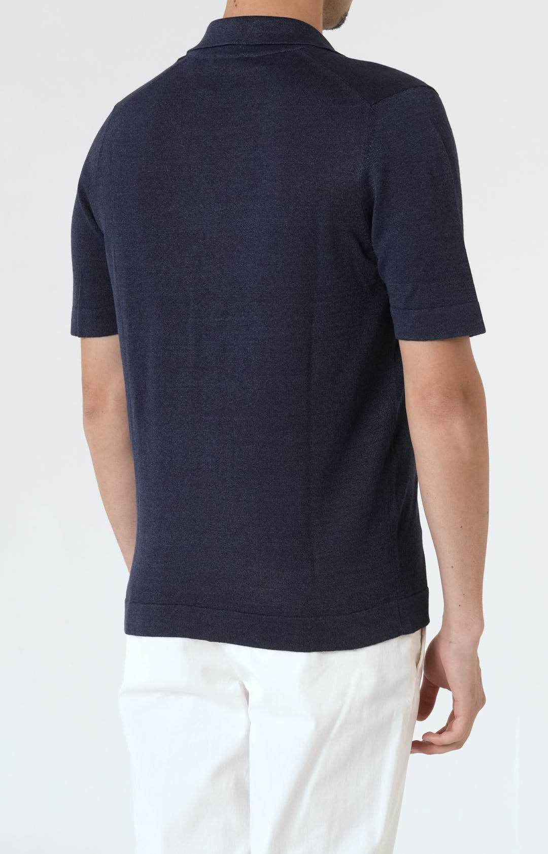 Short-sleeved shirt in linen and cotton knit