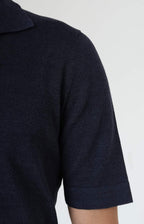 Short-sleeved shirt in linen and cotton knit