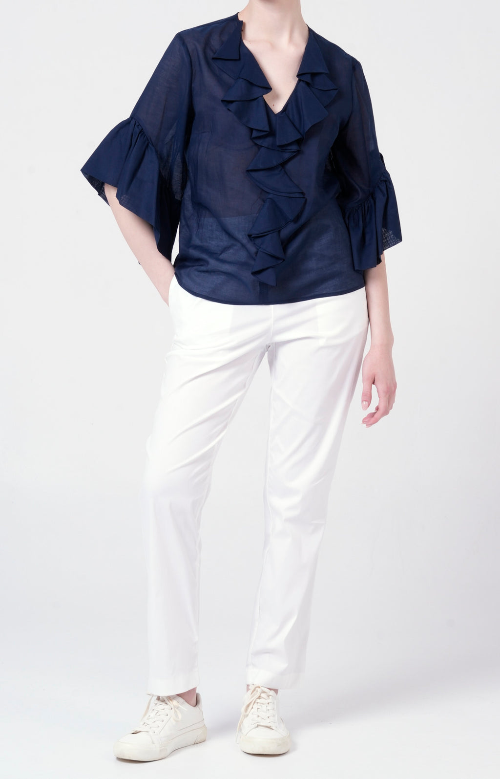 Casacca in cotone bio con rouches