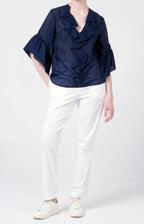 Casacca in cotone bio con rouches