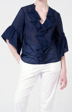 Casacca in cotone bio con rouches