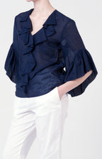 Casacca in cotone bio con rouches