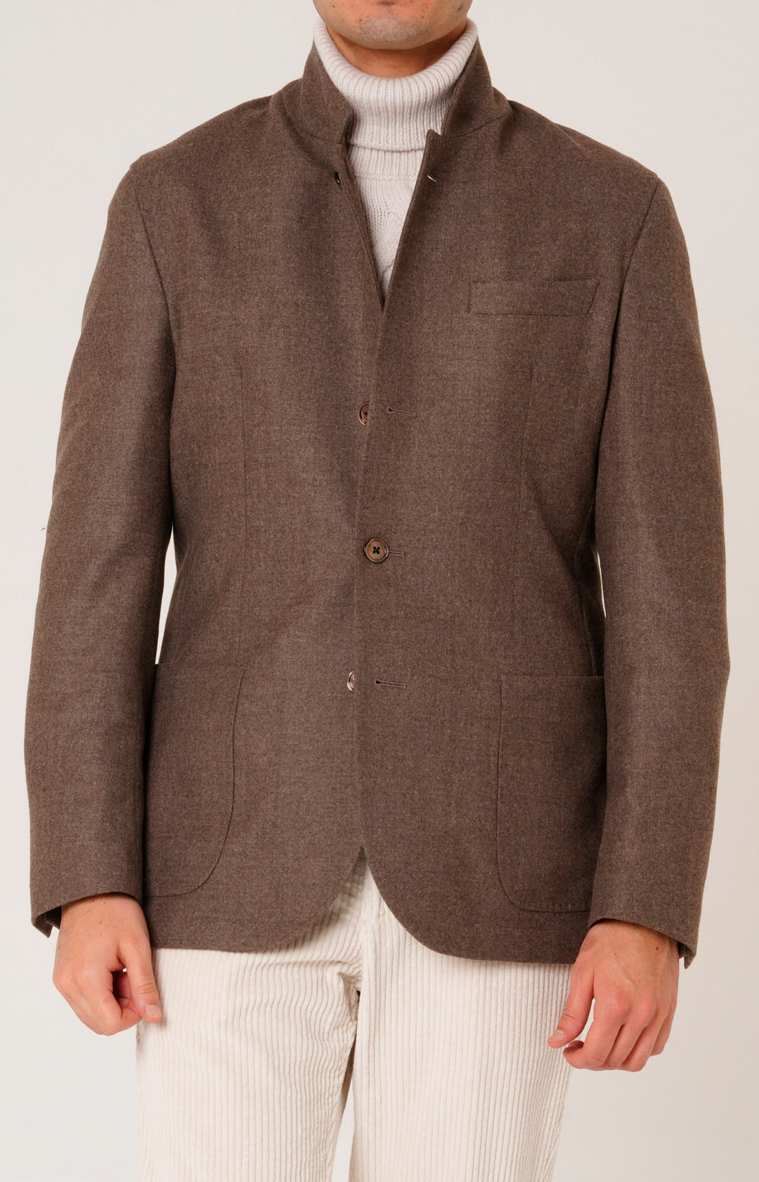 Giacca sfoderata in lana con collo coreano