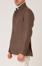 Giacca sfoderata in lana con collo coreano