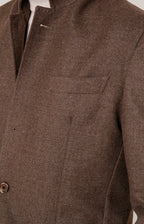 Giacca sfoderata in lana con collo coreano