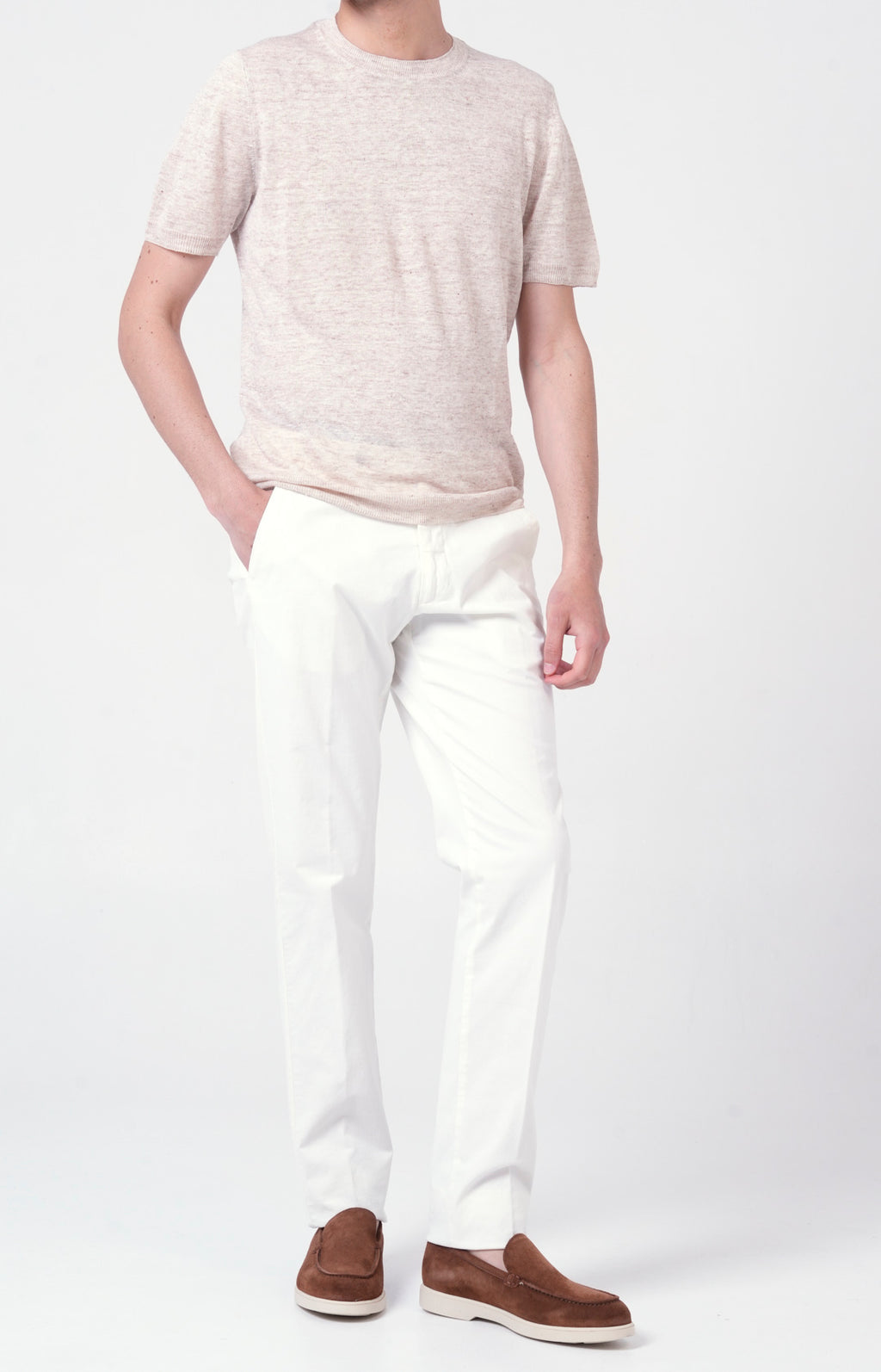 Short-sleeved T-shirt in ultra-light linen jersey
