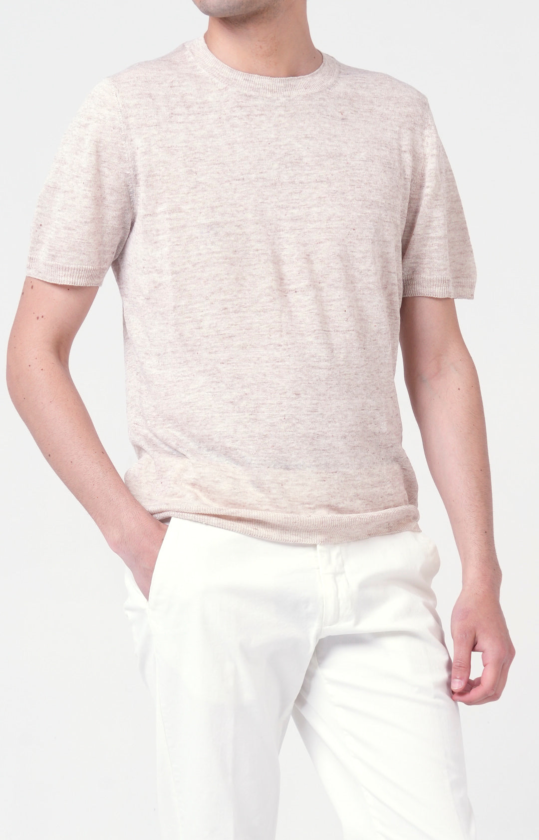 Short-sleeved T-shirt in ultra-light linen jersey
