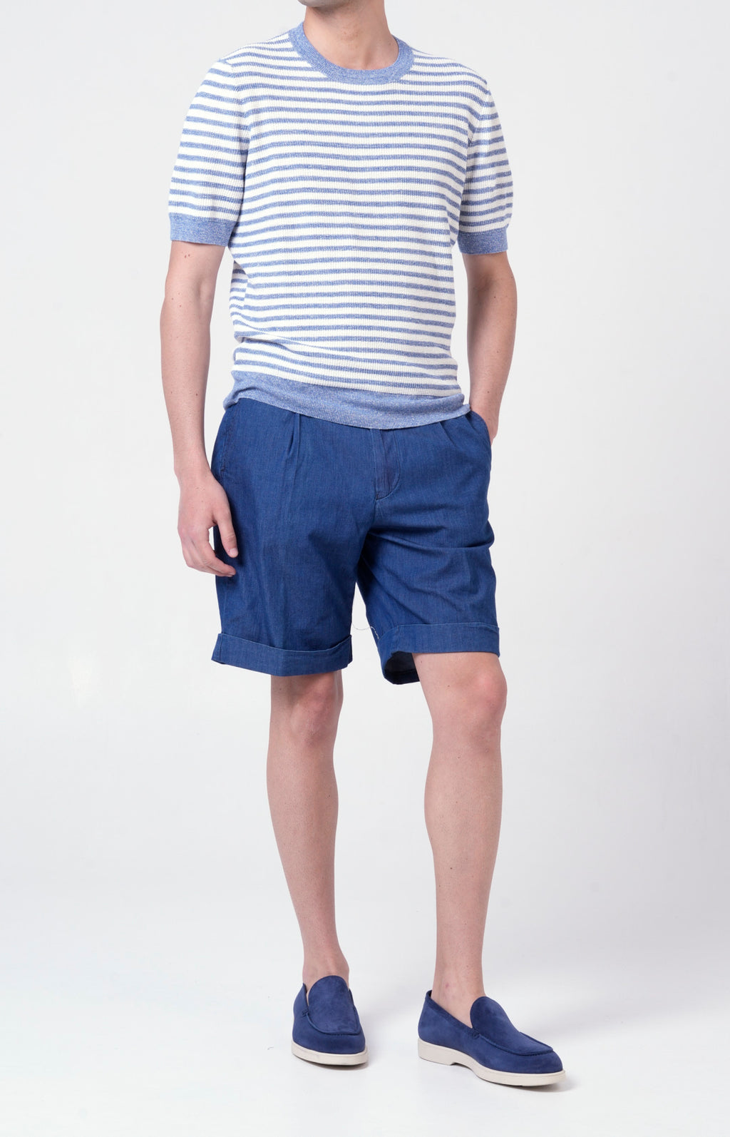 T-shirt manica corta in lino e cotone