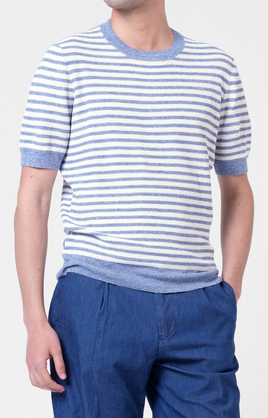T-shirt manica corta in lino e cotone