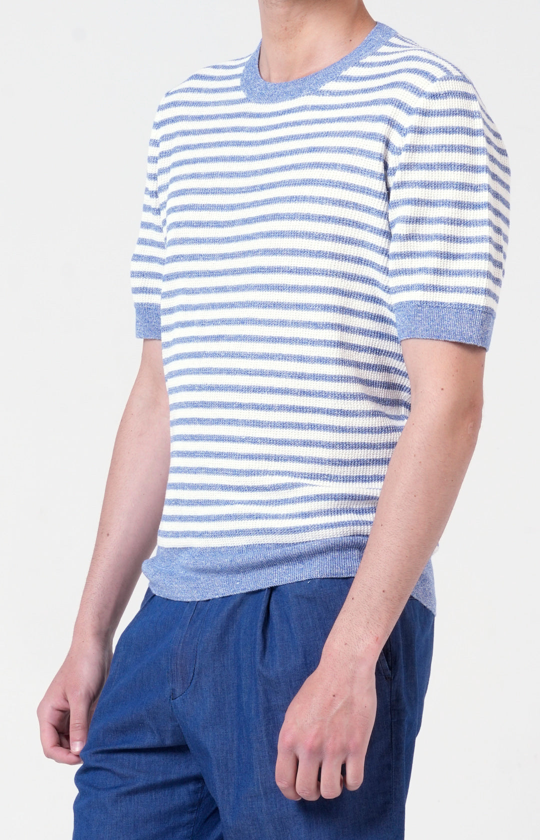 T-shirt manica corta in lino e cotone