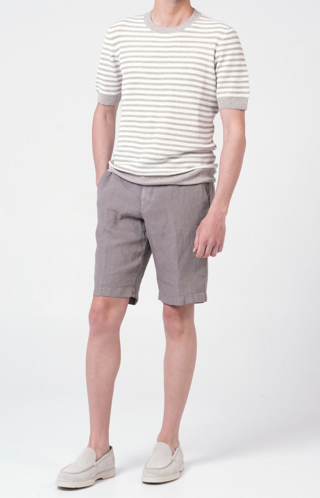 T-shirt manica corta in lino e cotone