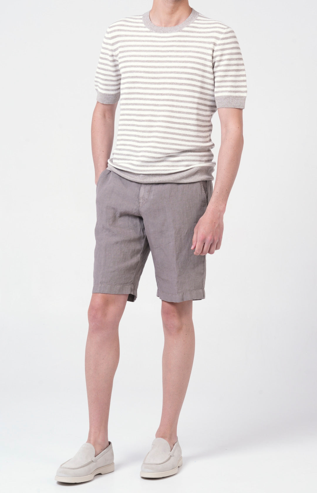 T-shirt manica corta in lino e cotone