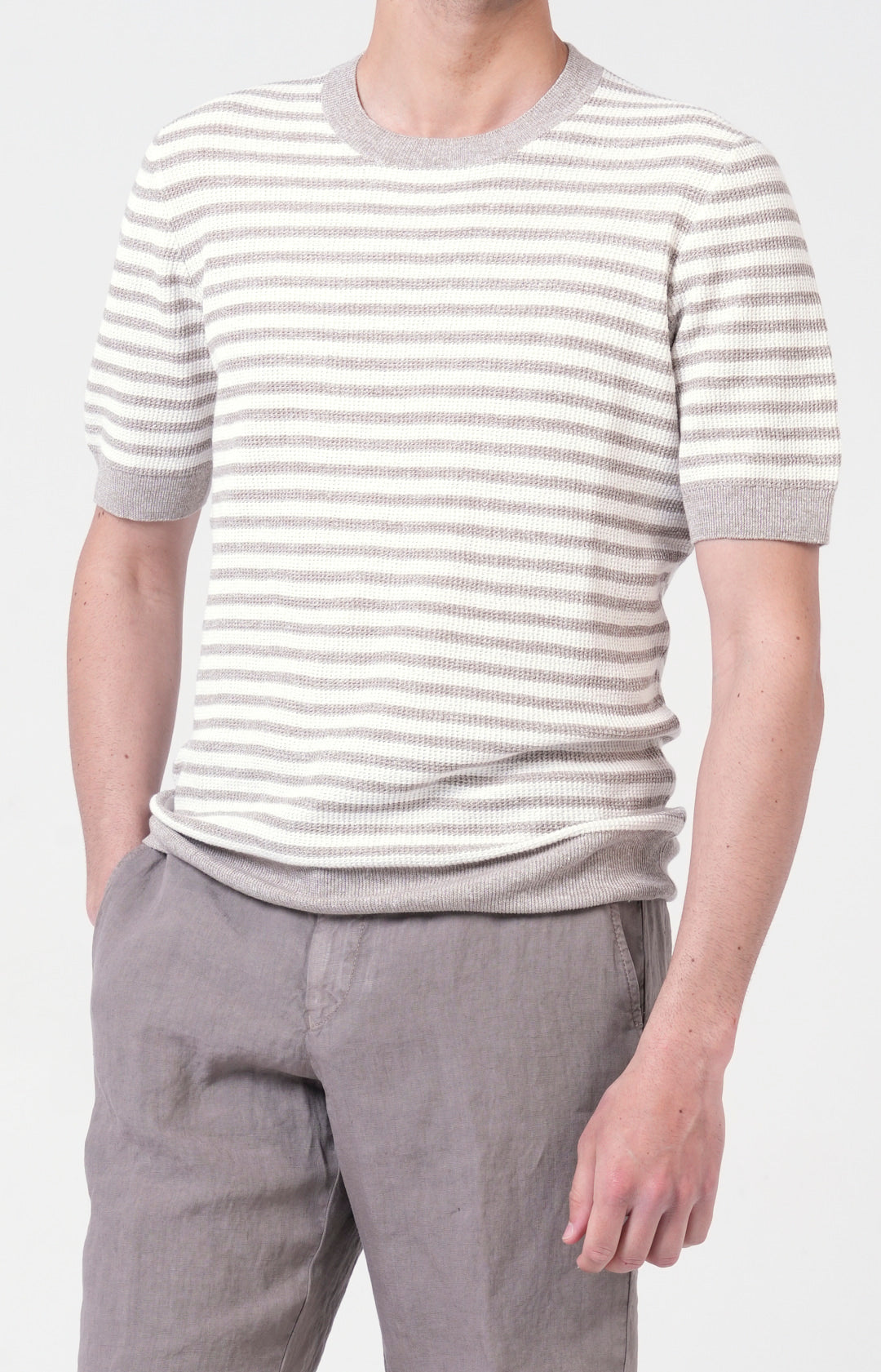 T-shirt manica corta in lino e cotone