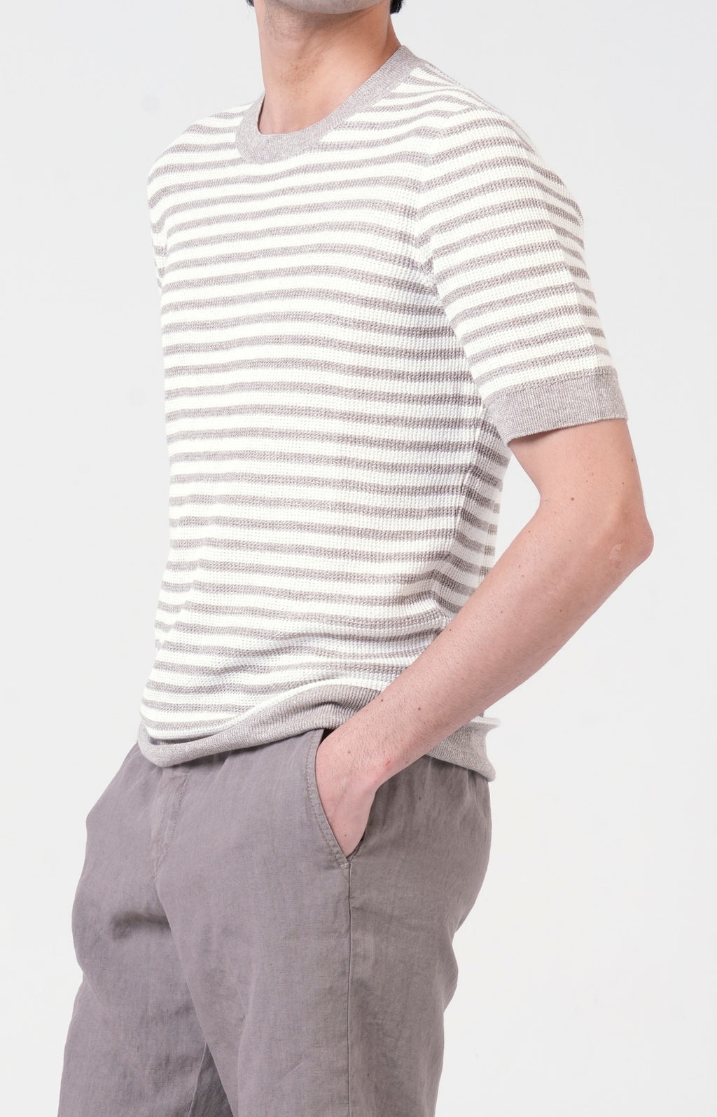 T-shirt manica corta in lino e cotone