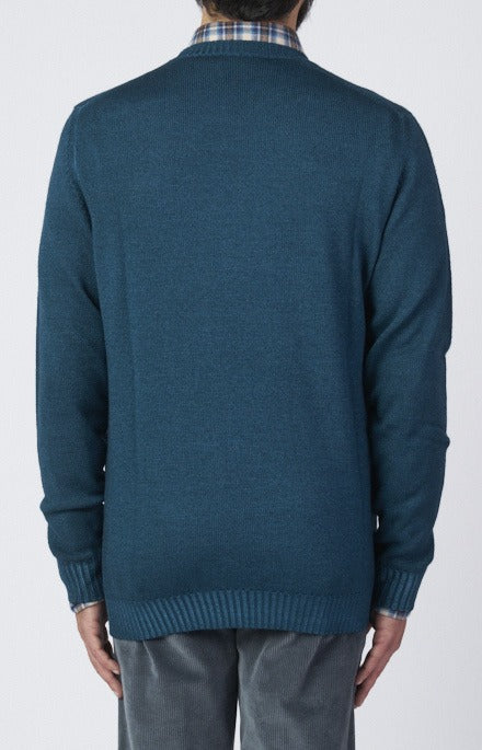 Crew neck in washed wool