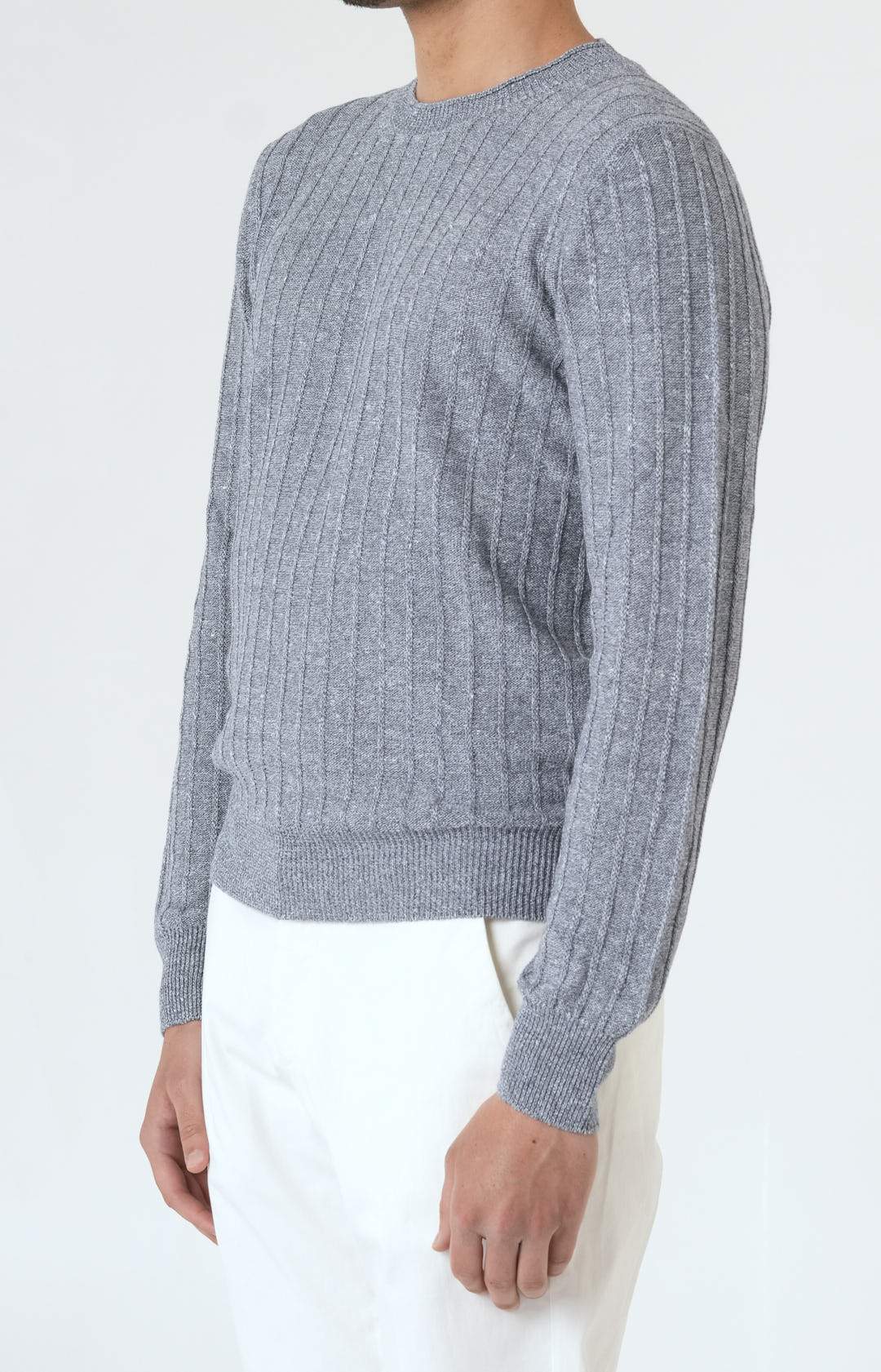 Ribbed crewneck in linen and cotton