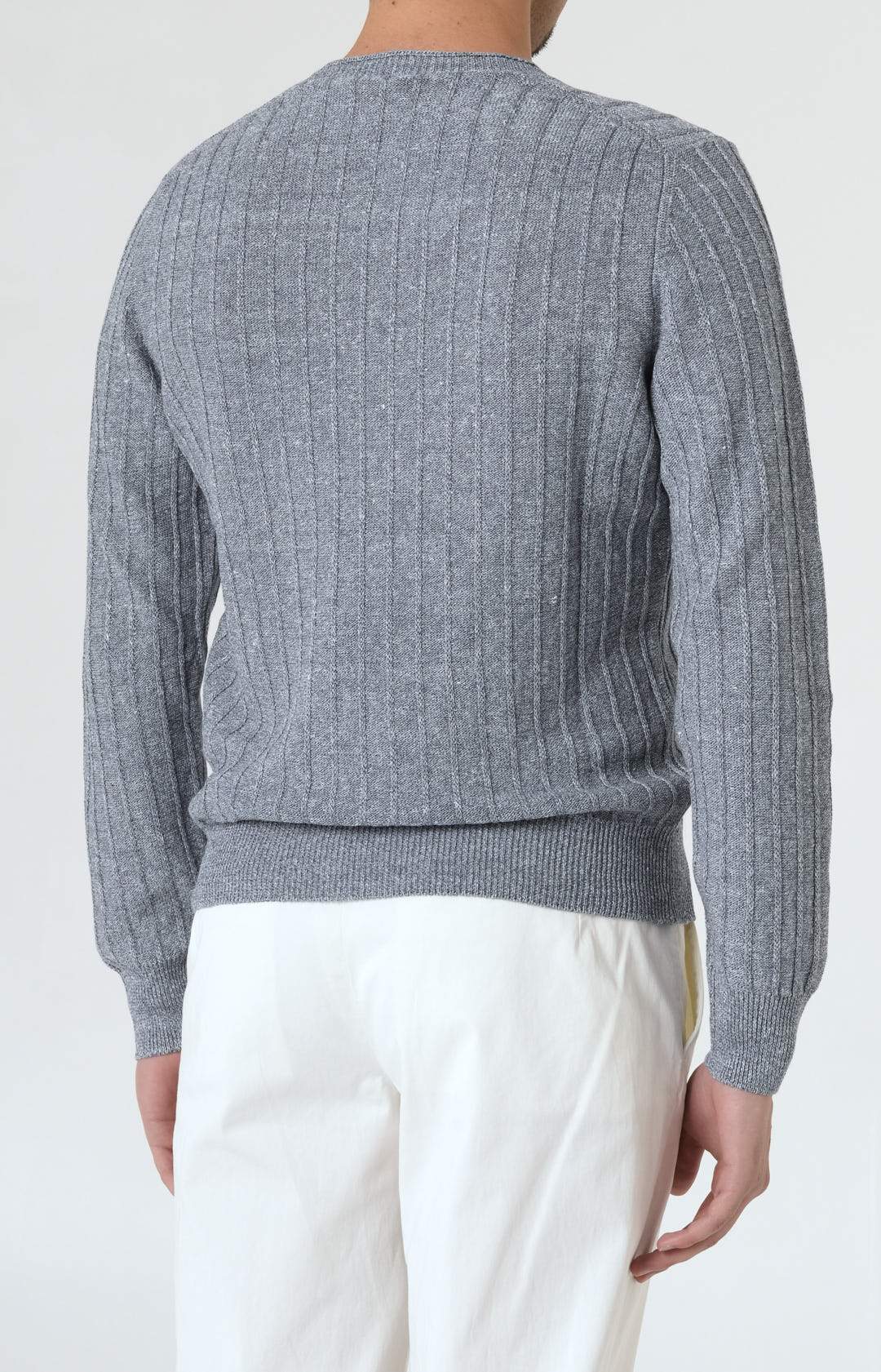 Ribbed crewneck in linen and cotton