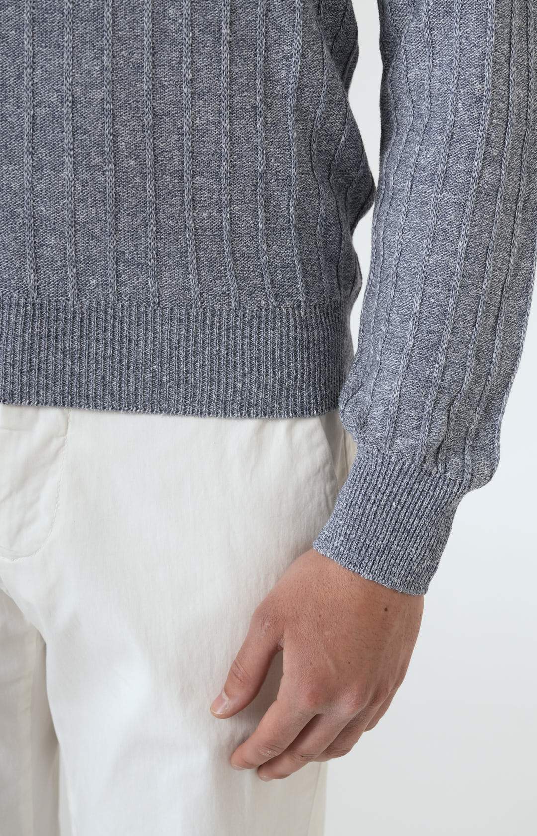 Ribbed crewneck in linen and cotton