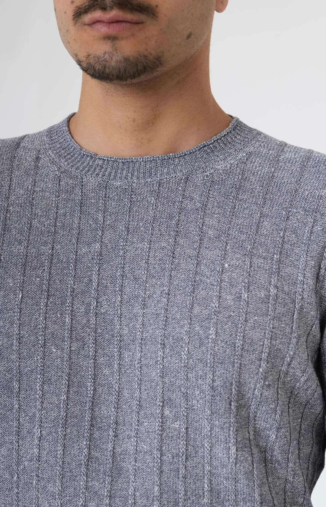 Ribbed crewneck in linen and cotton