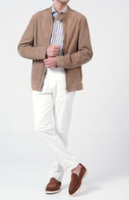 Suede zip bomber jacket