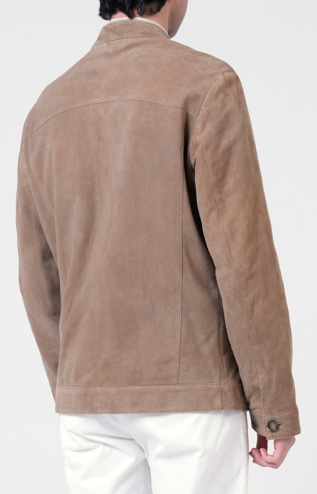 Suede zip bomber jacket