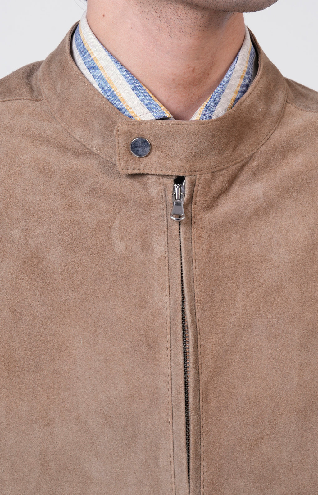 Suede zip bomber jacket