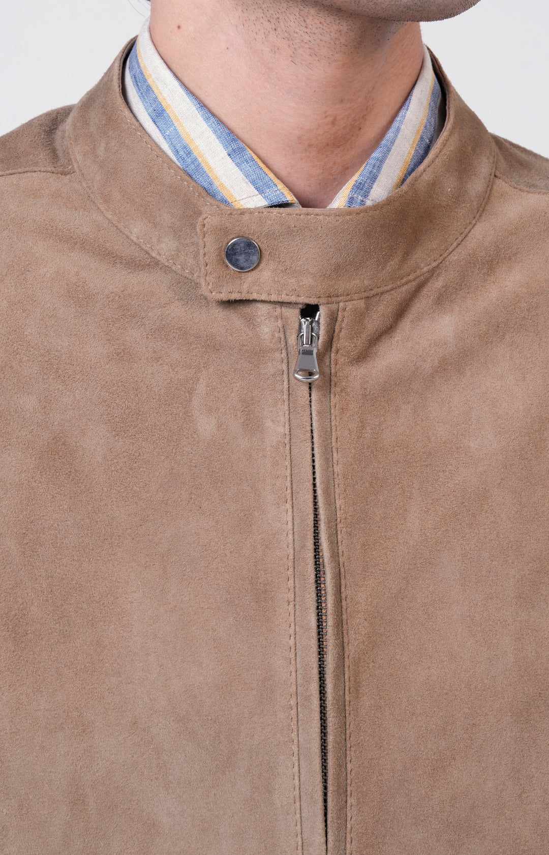 Suede zip bomber jacket