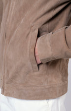 Suede zip bomber jacket