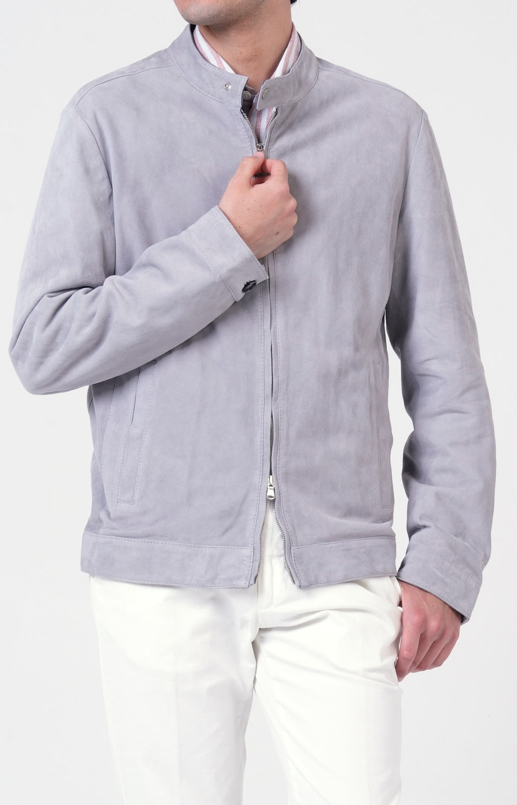 Suede zip bomber jacket