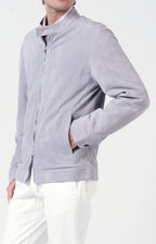 Suede zip bomber jacket