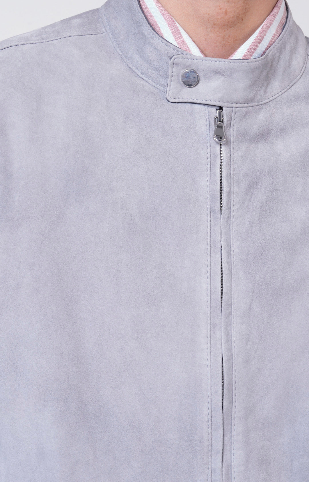 Suede zip bomber jacket