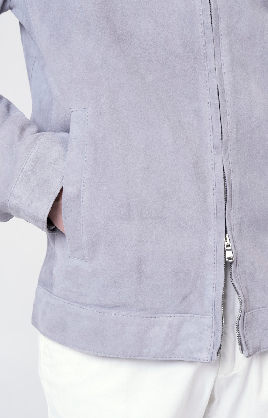 Suede zip bomber jacket