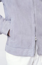 Suede zip bomber jacket