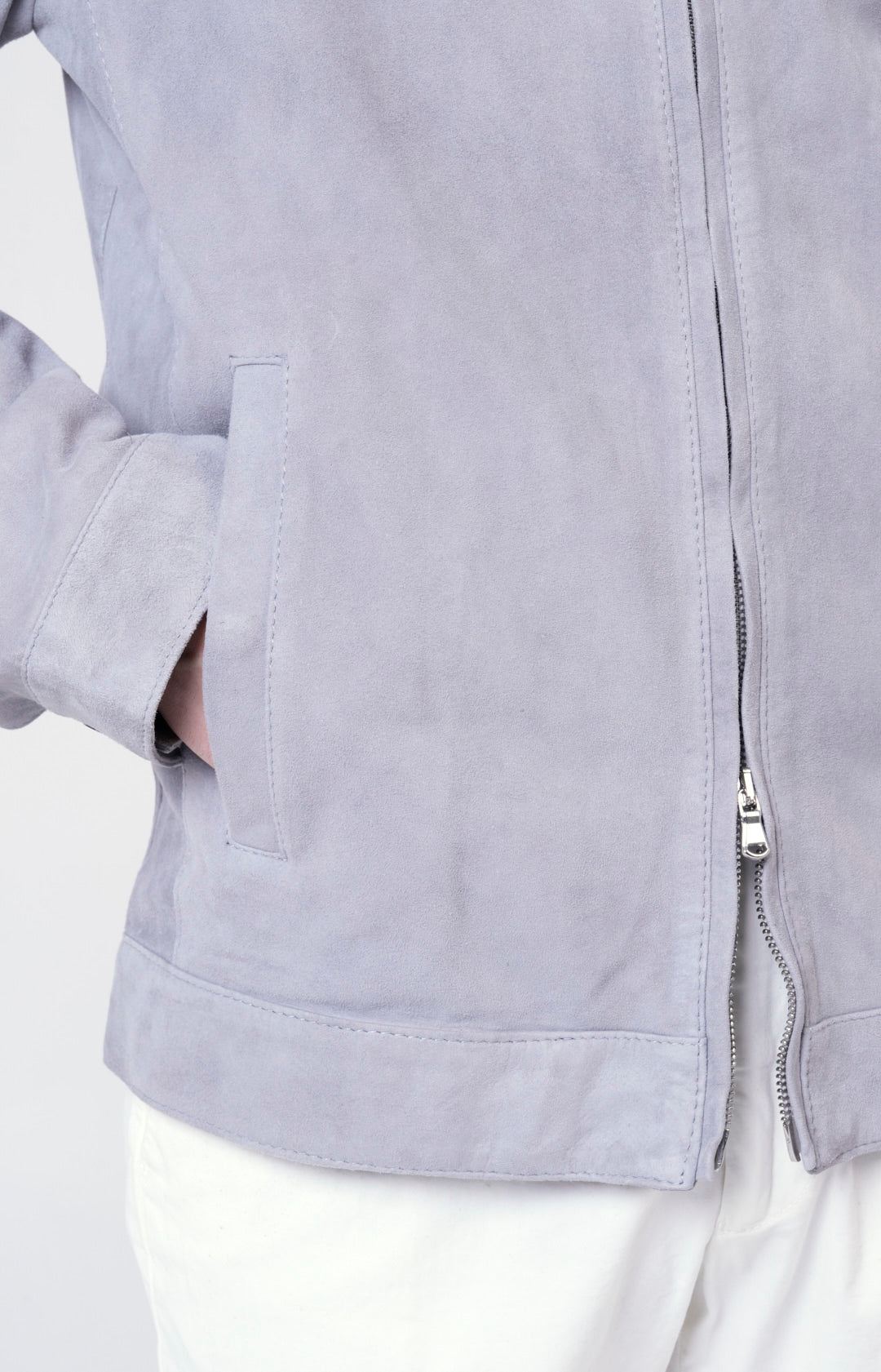 Suede zip bomber jacket