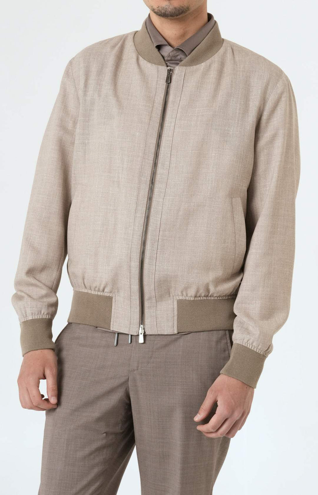 Bomber zip in lino e seta