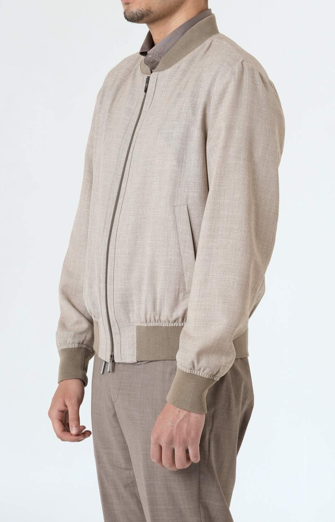 Zip bomber jacket in Loro Piana fabric