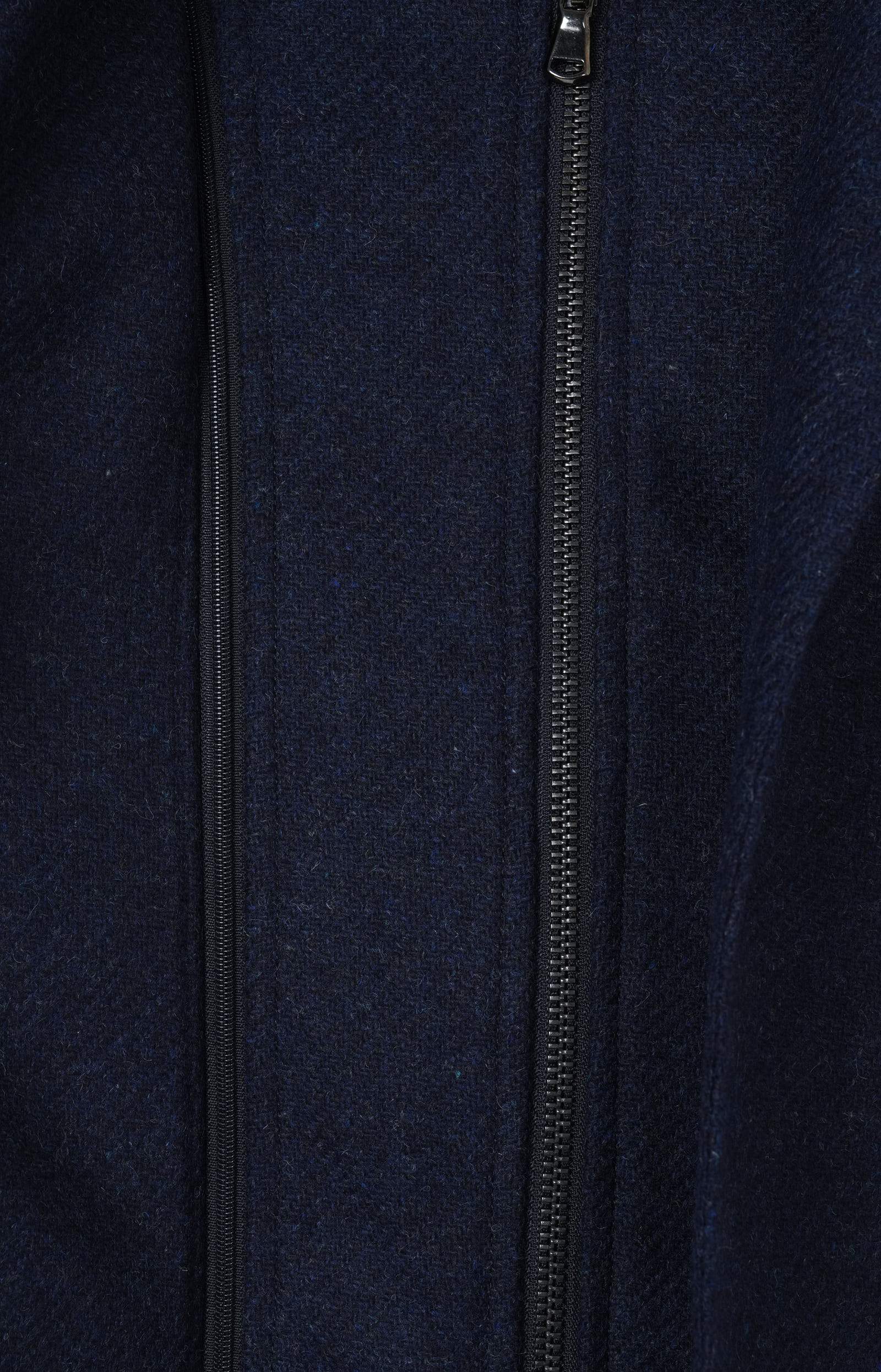 Unlined wool jacket with removable bib and hood