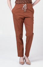 Pantalone in cotone stretch con coulisse