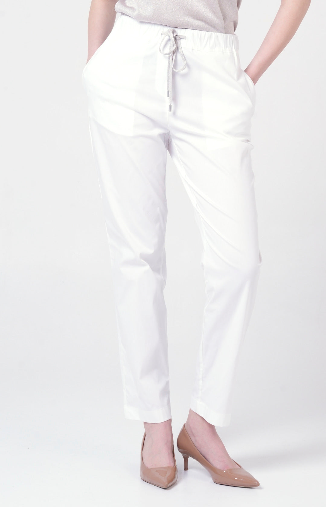 Pantalone in cotone stretch con coulisse