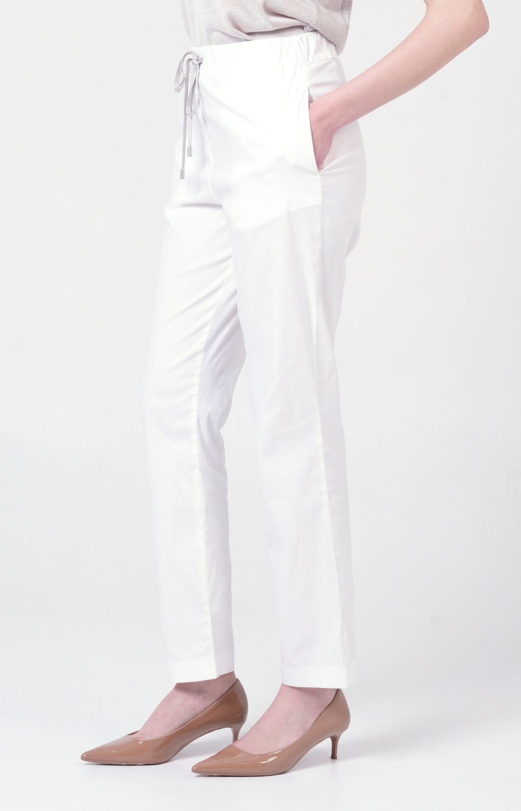 Pantalone in cotone stretch con coulisse