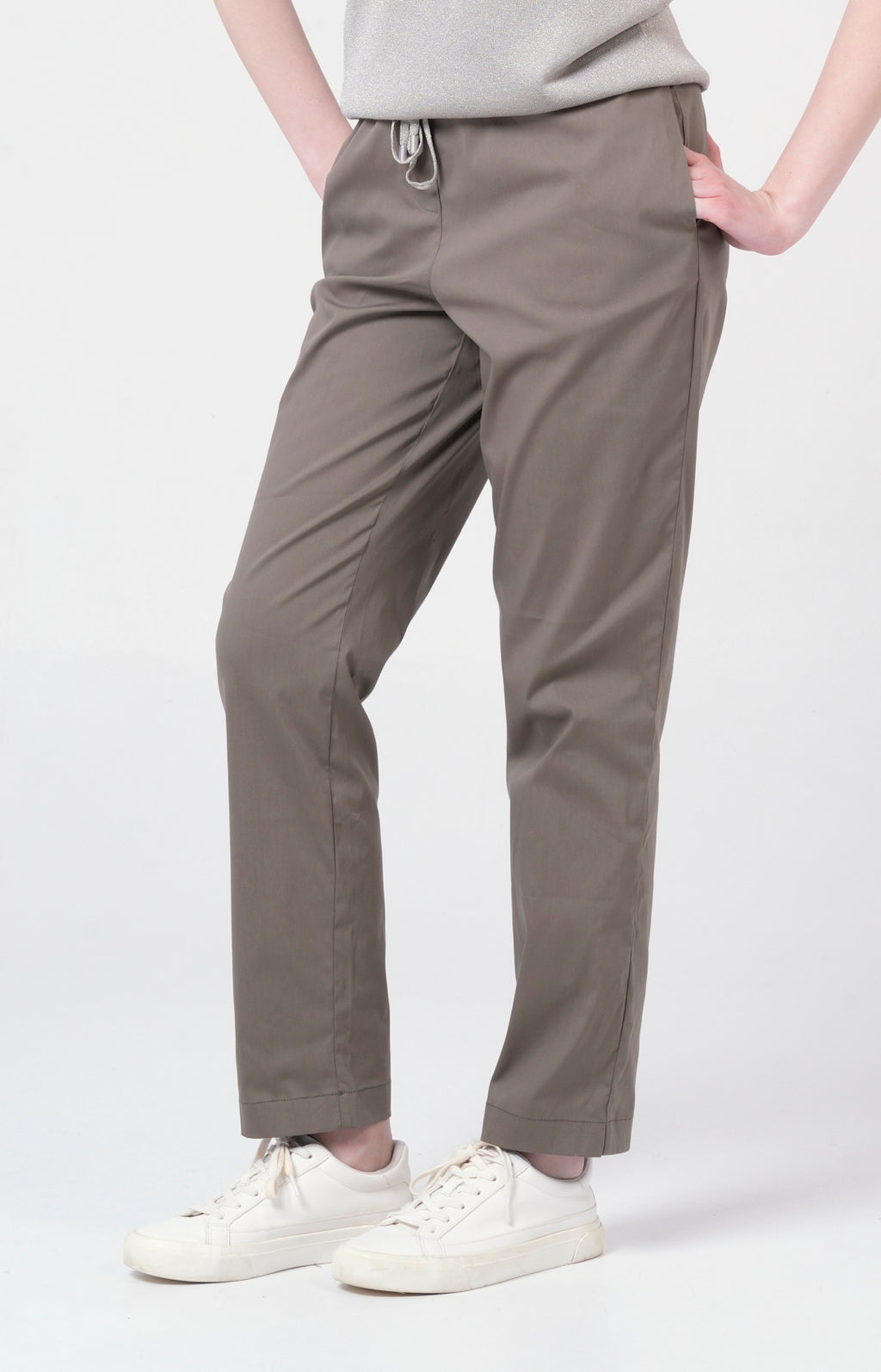 Pantalone in cotone stretch con coulisse