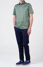 Short-sleeved polo shirt in ultra-light Scottish yarn