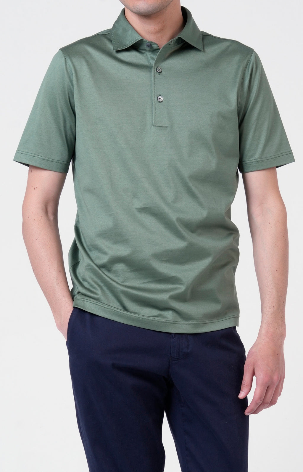 Short-sleeved polo shirt in ultra-light Scottish yarn