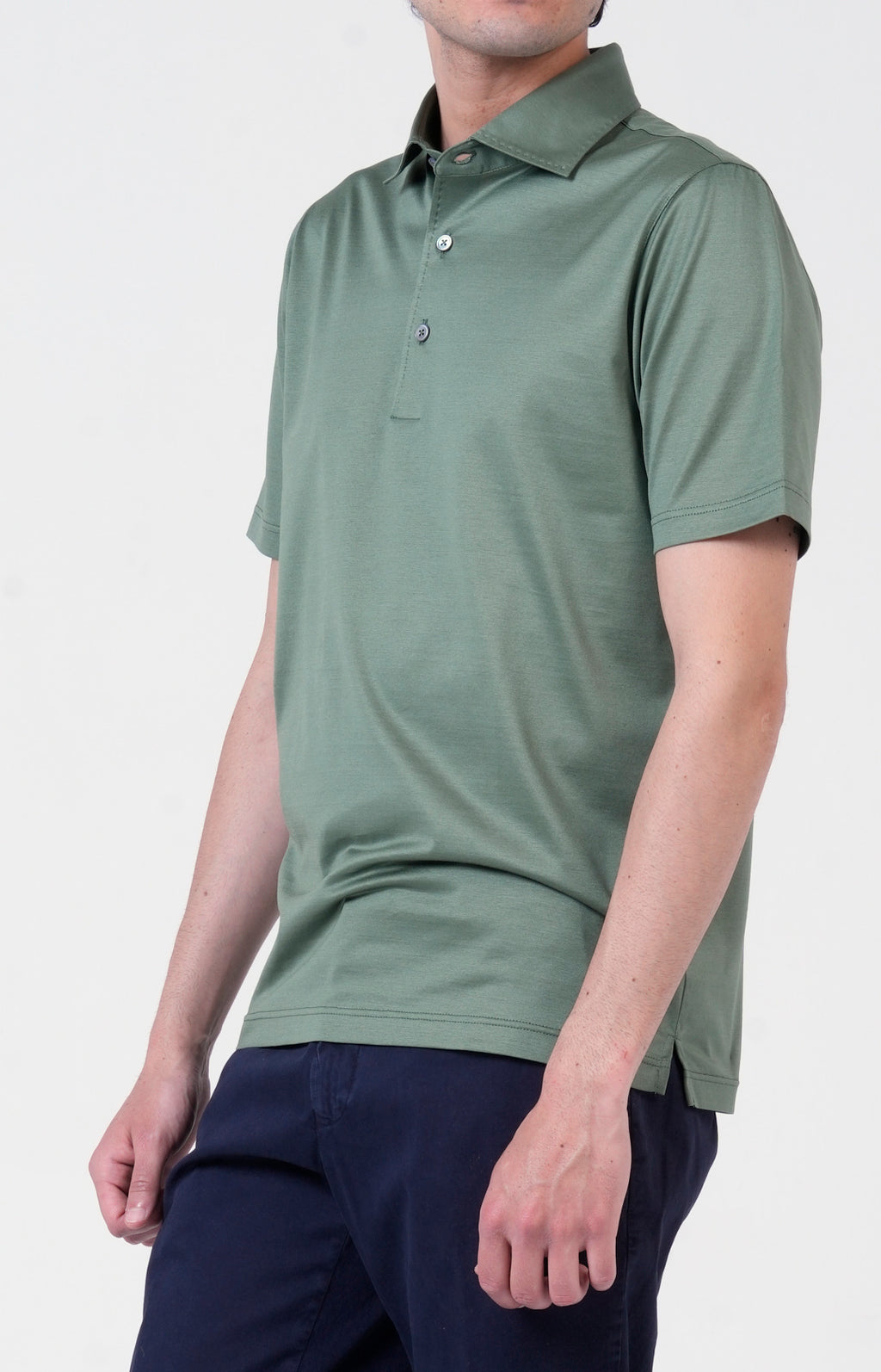 Short-sleeved polo shirt in ultra-light Scottish yarn