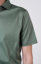 Short-sleeved polo shirt in ultra-light Scottish yarn