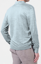 Long-sleeved polo shirt in ultra-light linen jersey