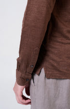 Long-sleeved polo shirt in ultra-light linen jersey
