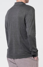 Long-sleeved polo shirt in ultra-light linen jersey