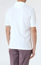 Short-sleeved terry polo shirt with open neck